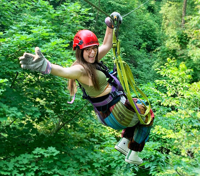 woman on zipline